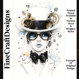 Papel De Seda Chic Sofisticada Steampunk Femenina Q4 Decoupage