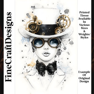 Papel De Seda Chic Sofisticada Steampunk Femenina Q4 Decoupage