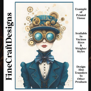 Papel De Seda Chic Vintage Steampunk Femenino en Verde Turquesa 