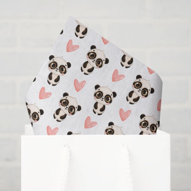 Papel De Seda chica adorable panda oso fiesta de baldosas (Bolsa de regalo)