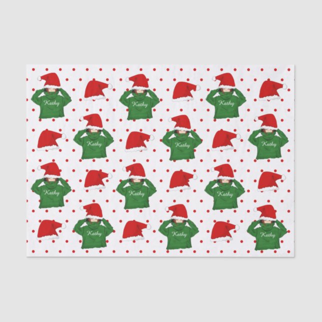 Papel De Seda Chica amable con Navidades de Green Hoody Santa Ha (Anverso)