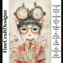 Chica asiática acuarela Steampunk BH9 Decoupage