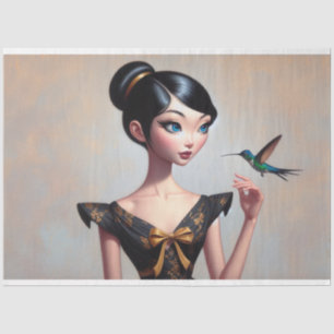 Papel De Seda Chica asiático caprichoso con desenlace de Humming