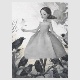 Papel De Seda Chica Bailarina Victoriana Vintage Escala de Grise