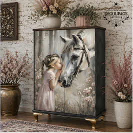 Papel De Seda Chica besando caballo blanco decoupage