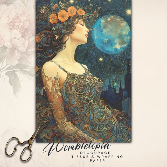 Papel De Seda Chica Boho con vistas a la ciudad Art Nouveau (Subido por el creador)
