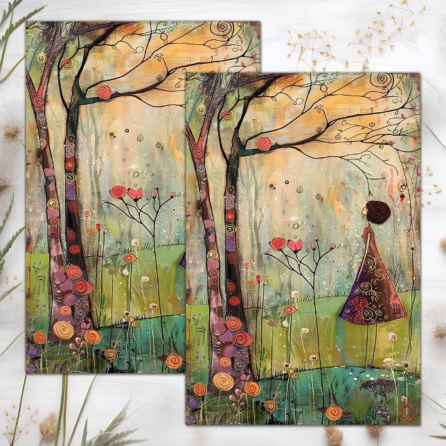 PAPEL DE SEDA CHICA BOHO DE LA NATURALEZA DECOUPAGE (BOHO NATURE GIRL DECOUPAGE TISSUE PAPER)