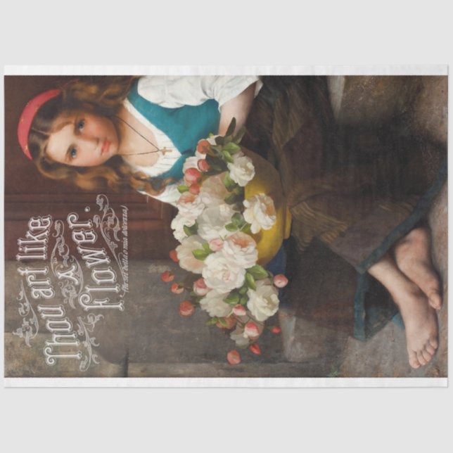 Papel De Seda Chica campesino de época con Rosa desahuciada (Anverso)