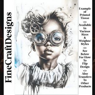 Papel De Seda Chica caprichosa monocroma con gafas W7 decoupage