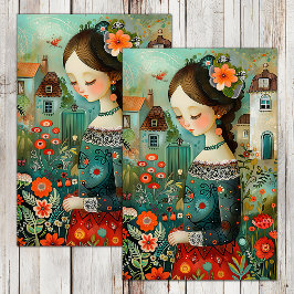 PAPEL DE SEDA CHICA COLORIDO EN JARDÍN CON DECORACIÓN DE FLORES