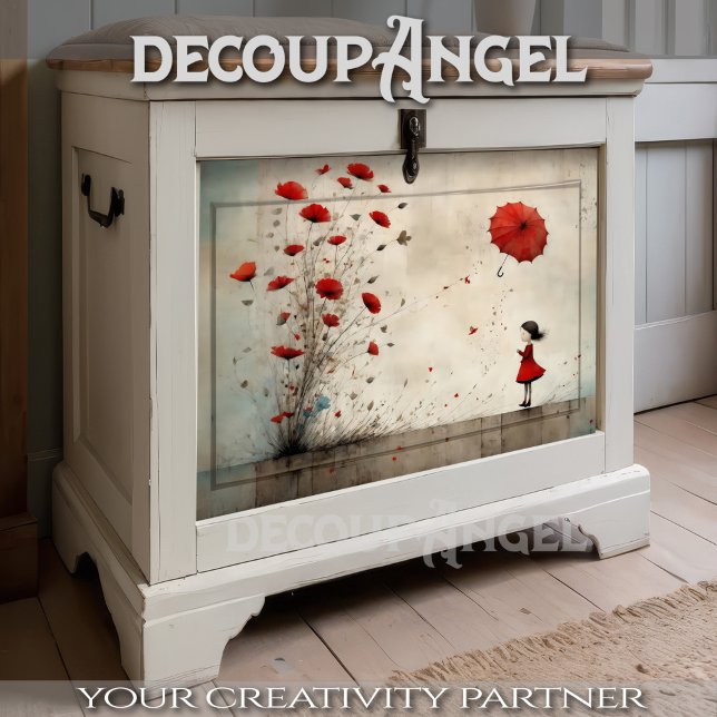Papel De Seda Chica con amapolas y paraguas rojos - desacoplamie (Subido por el creador)