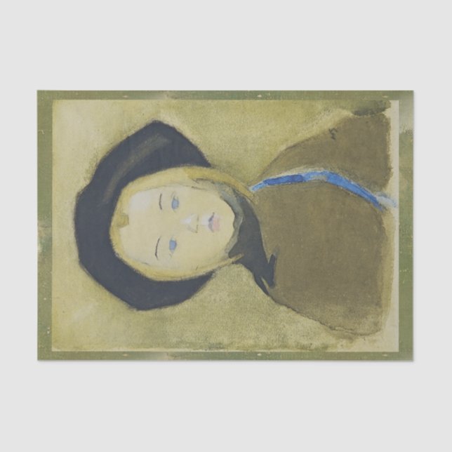 Papel De Seda Chica con cinta azul, Helene Schjerfbeck (Anverso)