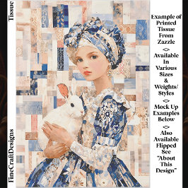 Papel De Seda Chica con conejo blanco, conejo de parches EB9L De