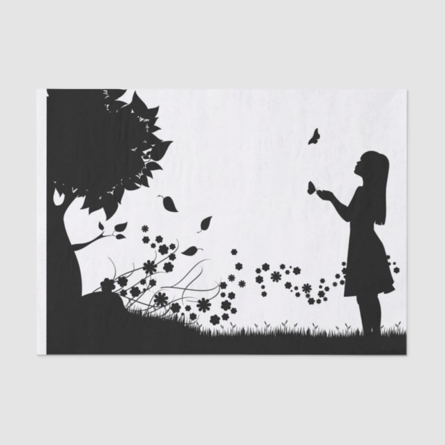 Papel De Seda Chica con desenlace de mariposas (Anverso)