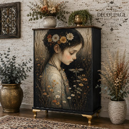 Papel De Seda Chica con Flores y Libélula Decoupage