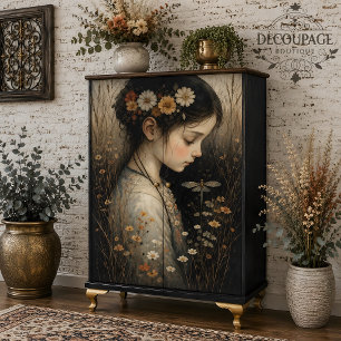 Papel De Seda Chica con Flores y Libélula Decoupage