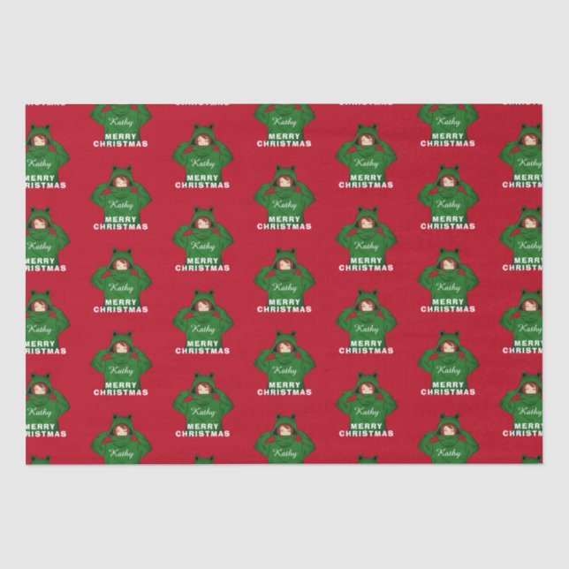 Papel De Seda Chica con Navidades de dibujo de caramba de rana v (Anverso)
