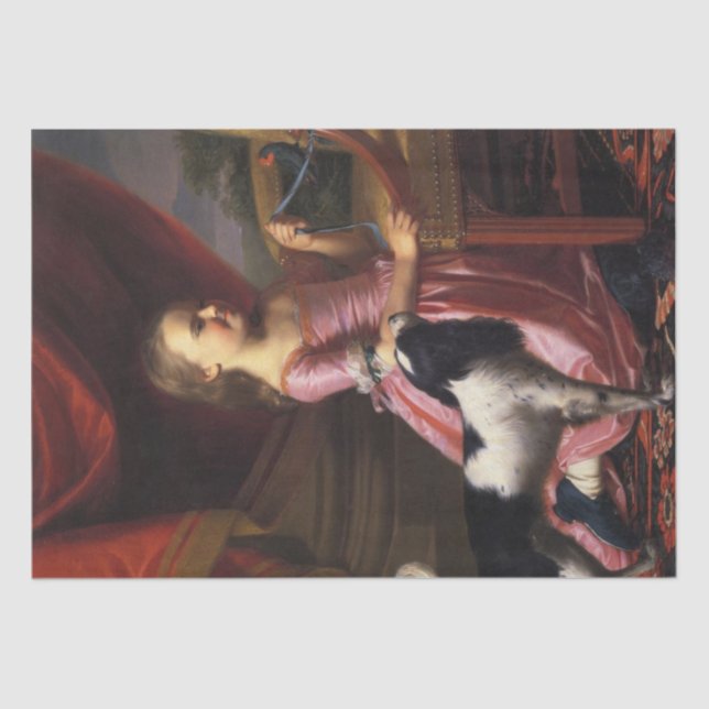 Papel De Seda Chica con pájaro y perro (John Singleton Copley) (Anverso)
