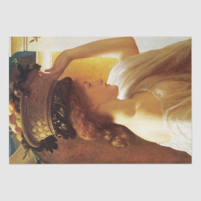 Papel De Seda Chica con una cesta de fruta (por Frederic Leighto (Anverso)