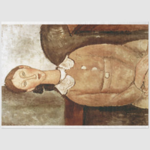 Papel De Seda Chica con vestido amarillo, Modigliani