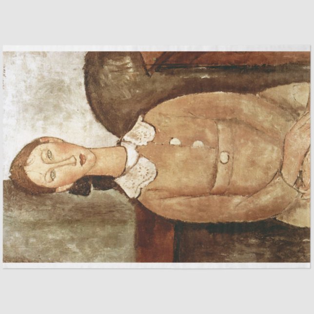 Papel De Seda Chica con vestido amarillo, Modigliani (Anverso)