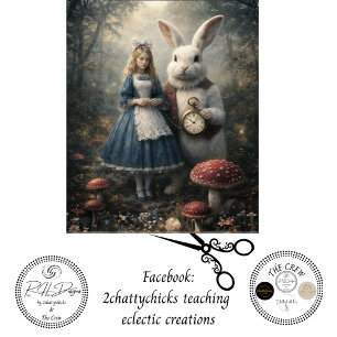 Papel De Seda Chica Curiosa Decoupage Reloj de Bolsillo Conejo B
