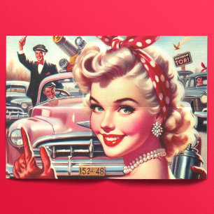 Papel De Seda Chica Cute Vintage de los años 50