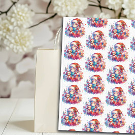 Papel De Seda Chica de animaciones en Navidades de la acuarela d