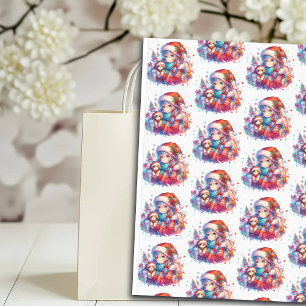 Papel De Seda Chica de animaciones en Navidades de la acuarela d