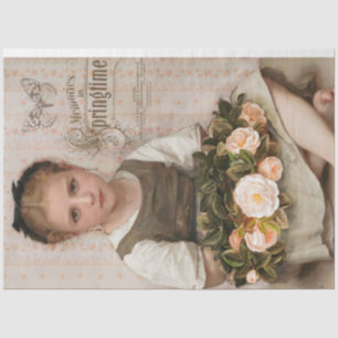 Papel De Seda Chica de cosecha con Rosa de color Deshábil