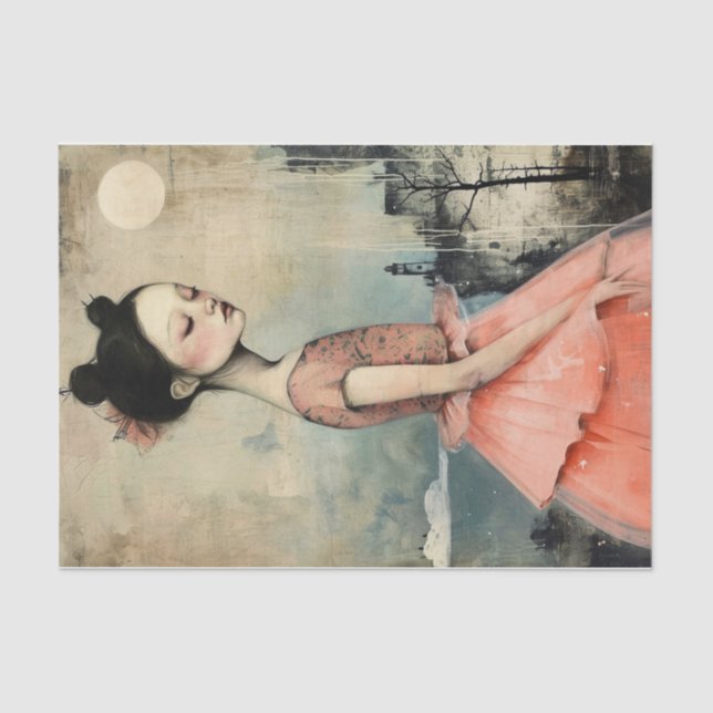 Papel De Seda Chica de cosecha de pájaro maravillosamente raro (Anverso)