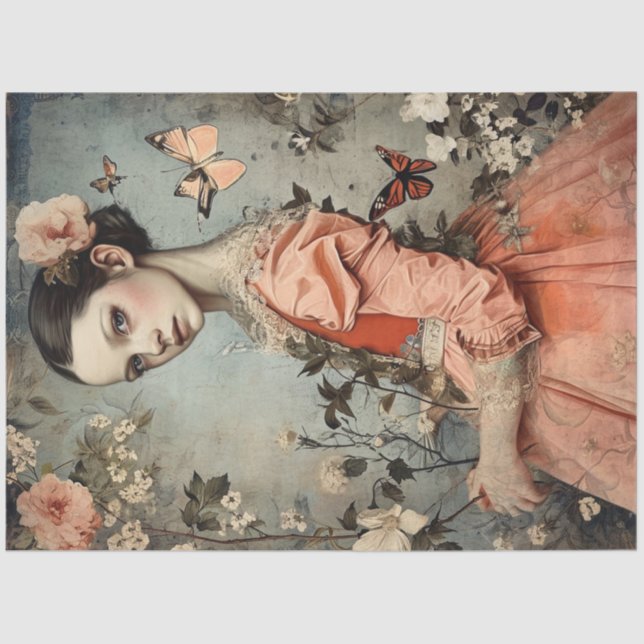 Papel De Seda Chica de cosecha de pájaro maravillosamente raro (Anverso)