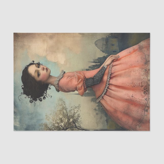 Papel De Seda Chica de cosecha de pájaro maravillosamente raro (Anverso)