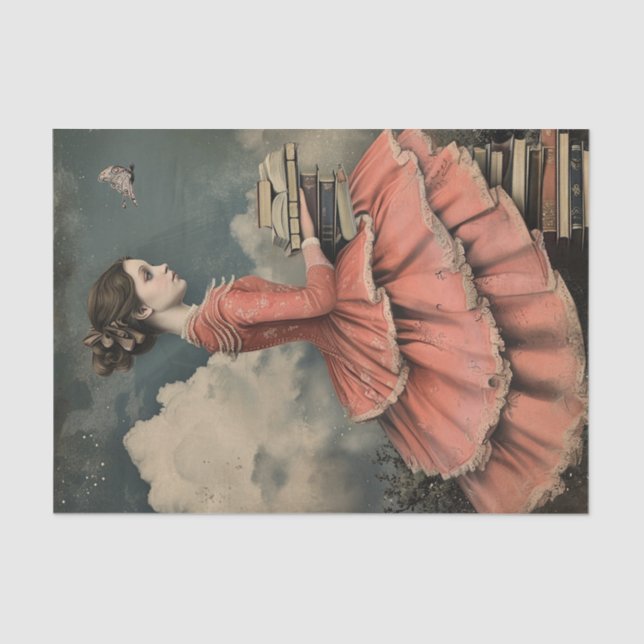 Papel De Seda Chica de cosecha de pájaro maravillosamente raro (Anverso)