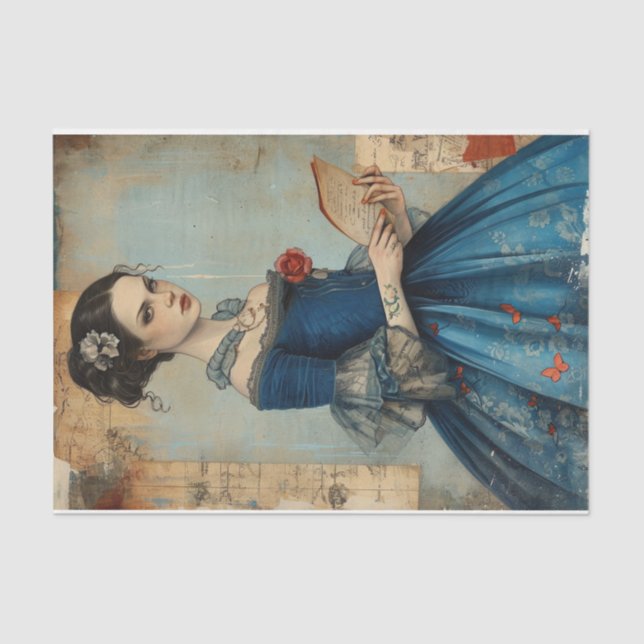 Papel De Seda Chica de cosecha de pájaro maravillosamente raro (Anverso)