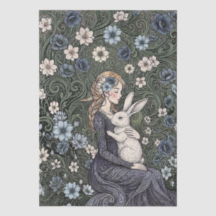 Papel De Seda Chica de estilo Art Nouveau abstracto con flores y