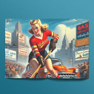 Papel De Seda Chica de hockey vintage