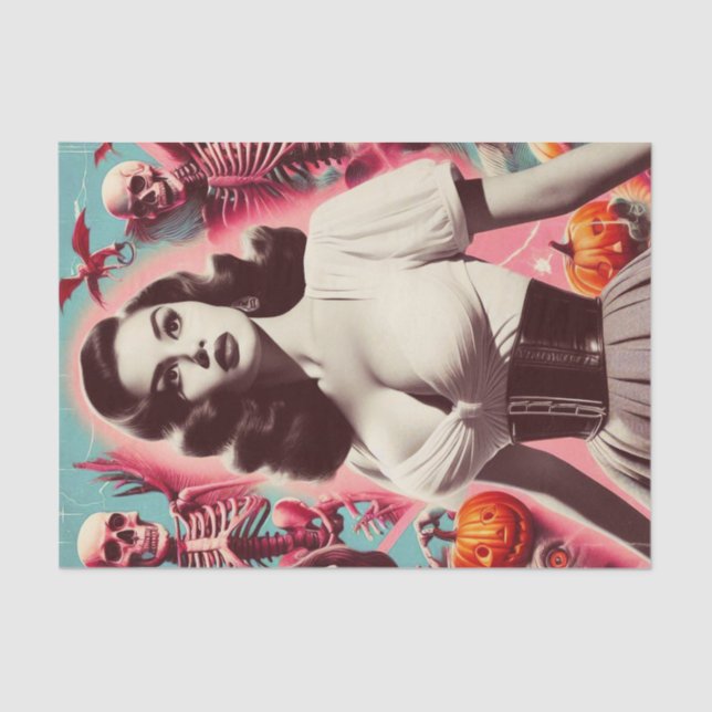 Papel De Seda Chica de horror retro (Anverso)