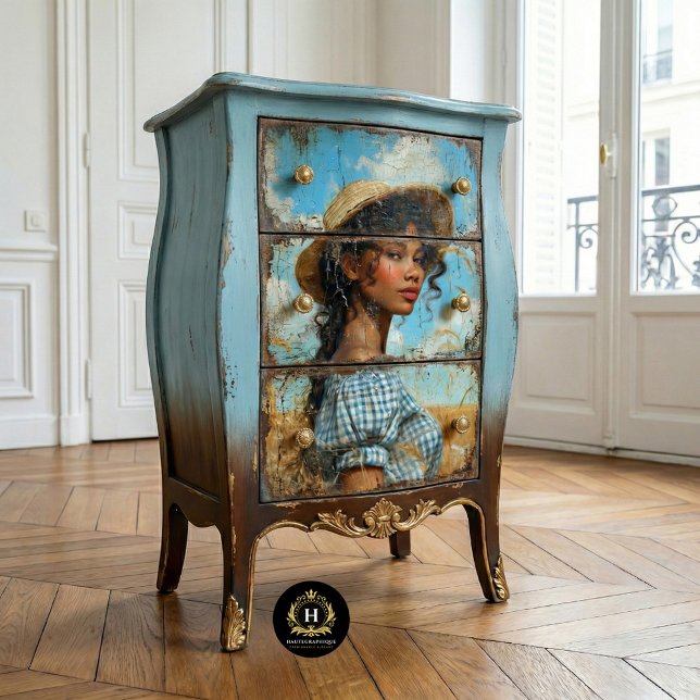 Papel De Seda Chica de la pradera de gingham azul Decoupage de c (Subido por el creador)
