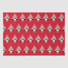 Papel De Seda Chica de Navidad retro vintage con Gorra de árbol