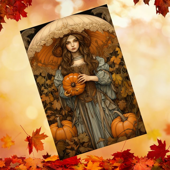 Papel De Seda Chica De Otoño Con Desnudo De Caída De La Calabaza (Subido por el creador)