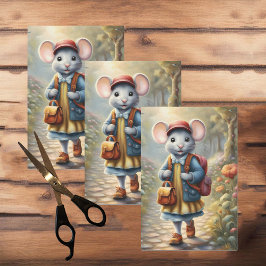 Papel De Seda Chica de ratones en camino a la escuela