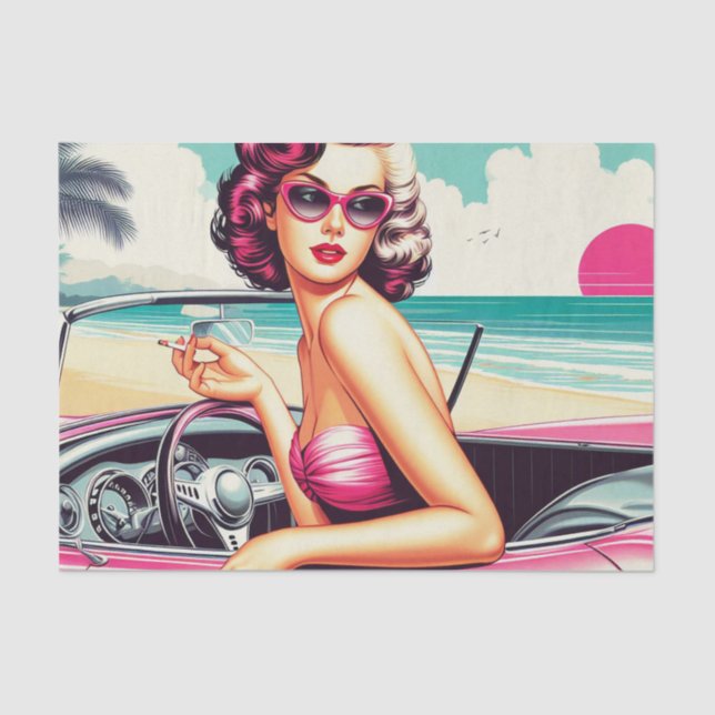 Papel De Seda Chica de verano retro (Anverso)