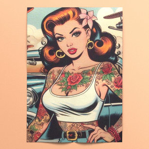 Papel De Seda Chica del tatuaje de historietas retro