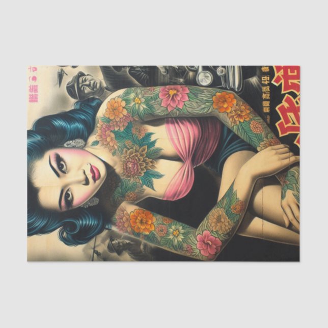 Papel De Seda Chica del tatuaje retro (Anverso)