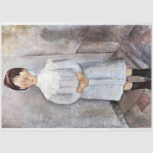 Papel De Seda Chica en azul, Modigliani