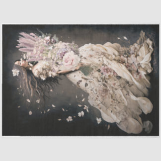 Papel De Seda Chica en Bloom, pájaro zumbante y retrato floral A