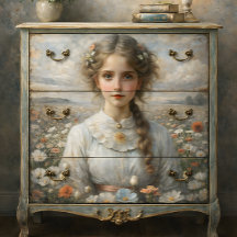 Chica en Campo de Amapolas Decoupage