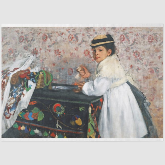 Papel De Seda Chica en un Gorra, Edgar Degas (Anverso)