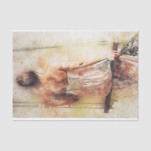 Papel De Seda Chica en una acuarela de girasol